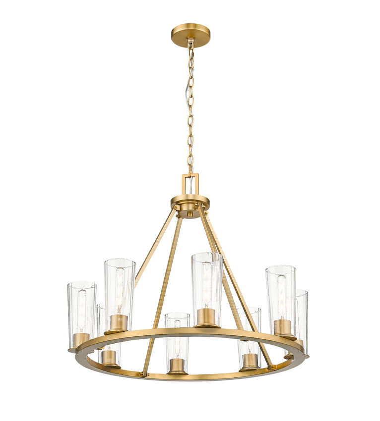 Z-Lite Titus 33" 8-Light Modern Gold Steel Chandelier With Clear Glass Shade