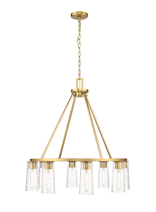 Z-Lite Titus 33" 8-Light Modern Gold Steel Chandelier With Clear Glass Shade