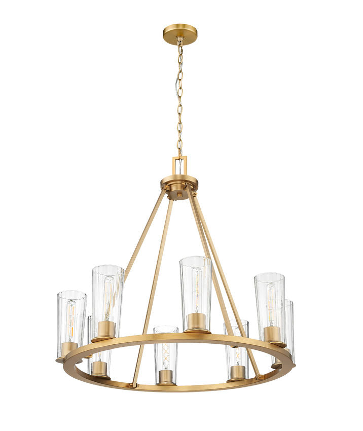 Z-Lite Titus 33" 8-Light Modern Gold Steel Chandelier With Clear Glass Shade