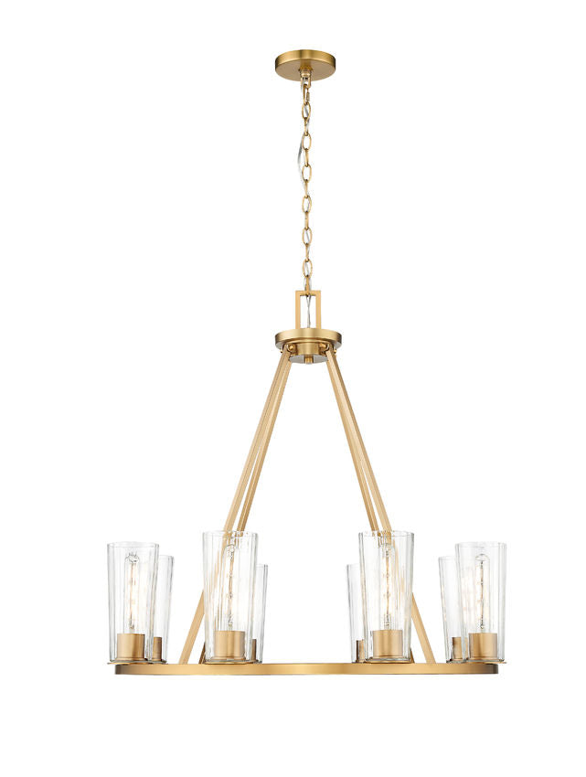 Z-Lite Titus 33" 8-Light Modern Gold Steel Chandelier With Clear Glass Shade