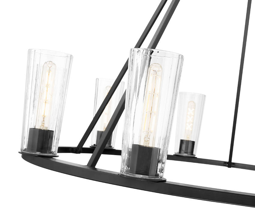 Z-Lite Titus 46" 10-Light Matte Black Steel Chandelier With Clear Glass Shade