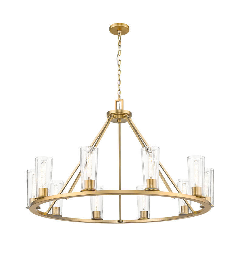 Z-Lite Titus 46" 10-Light Modern Gold Steel Chandelier With Clear Glass Shade