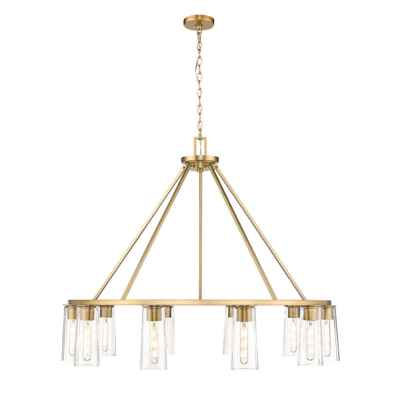 Z-Lite Titus 46" 10-Light Modern Gold Steel Chandelier With Clear Glass Shade