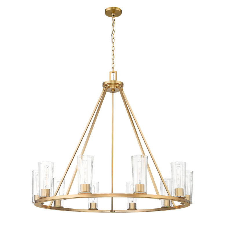 Z-Lite Titus 46" 10-Light Modern Gold Steel Chandelier With Clear Glass Shade