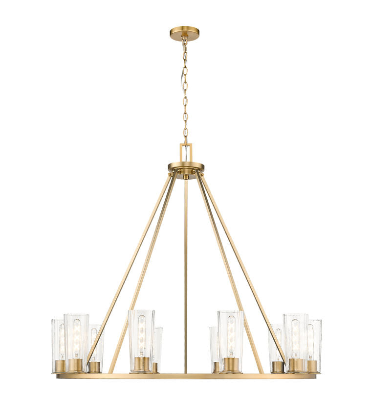 Z-Lite Titus 46" 10-Light Modern Gold Steel Chandelier With Clear Glass Shade