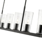 Z-Lite Titus 5" 7-Light Matte Black Steel Linear Chandelier With Clear Glass Shade