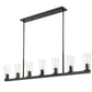 Z-Lite Titus 5" 7-Light Matte Black Steel Linear Chandelier With Clear Glass Shade