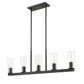 Z-Lite Titus 5-Light Matte Black Steel Frame Clear Glass Shade Linear Chandelier