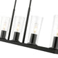 Z-Lite Titus 5-Light Matte Black Steel Frame Clear Glass Shade Linear Chandelier