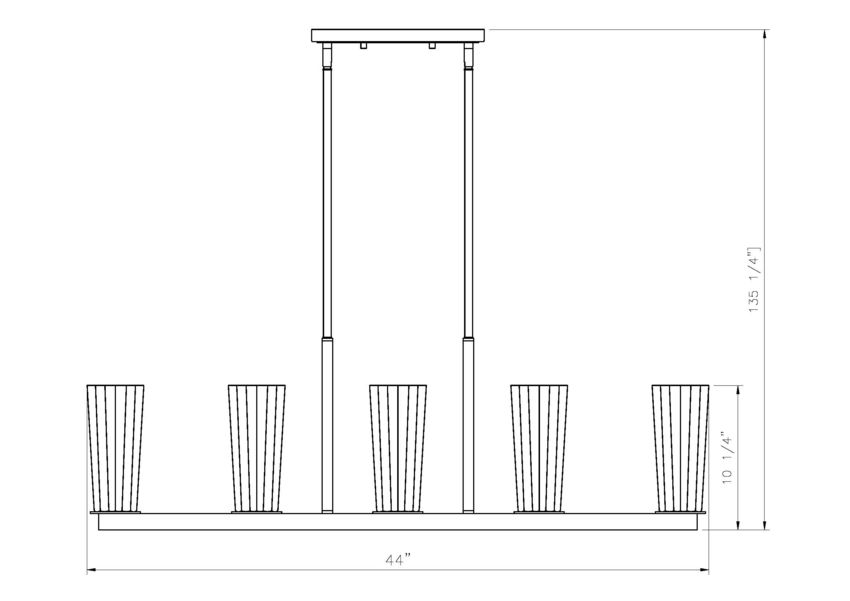 Z-Lite Titus 5-Light Matte Black Steel Frame Clear Glass Shade Linear Chandelier