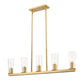 Z-Lite Titus 5-Light Modern Gold Steel Frame Clear Glass Shade Linear Chandelier