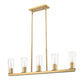 Z-Lite Titus 5-Light Modern Gold Steel Frame Clear Glass Shade Linear Chandelier