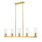 Z-Lite Titus 5-Light Modern Gold Steel Frame Clear Glass Shade Linear Chandelier