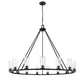 Z-Lite Titus 63" 15-Light Matte Black Steel Chandelier With Clear Glass Shade