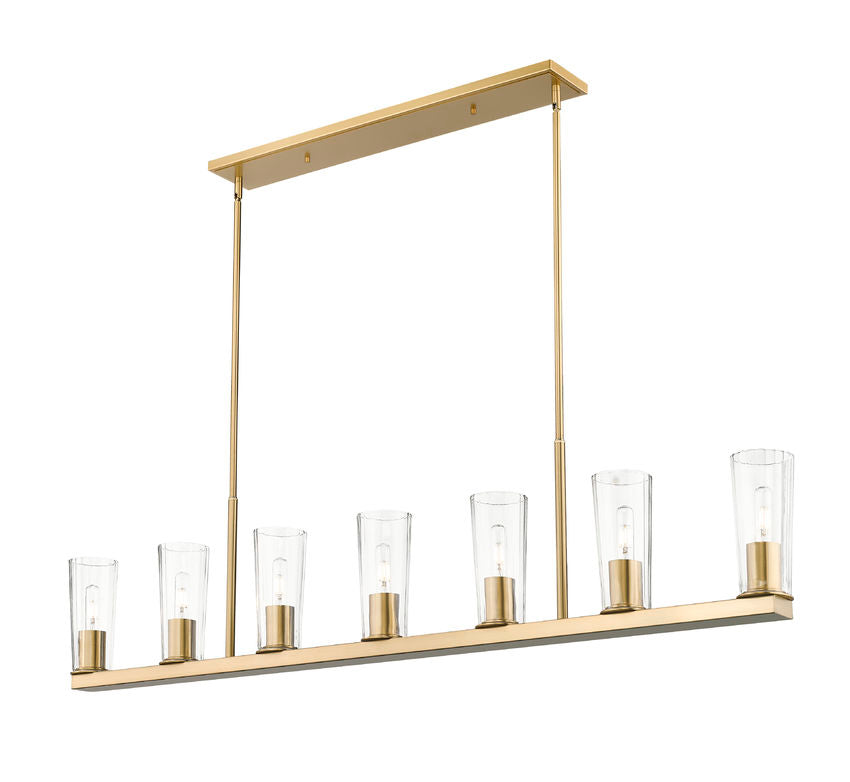 Z-Lite Titus 7-Light Modern Gold Steel Frame Clear Glass Shade Linear Chandelier