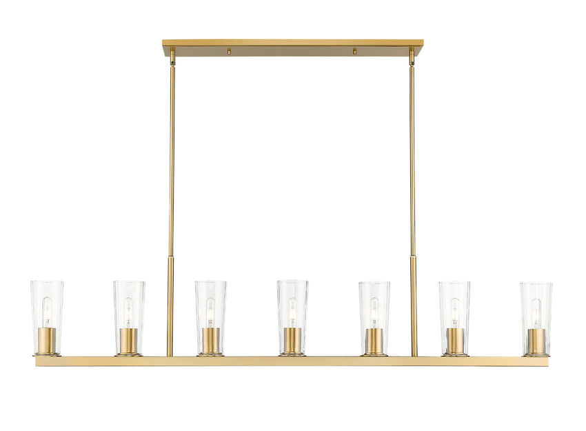 Z-Lite Titus 7-Light Modern Gold Steel Frame Clear Glass Shade Linear Chandelier