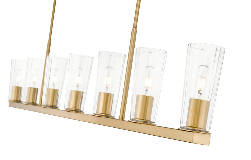 Z-Lite Titus 7-Light Modern Gold Steel Frame Clear Glass Shade Linear Chandelier