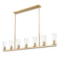 Z-Lite Titus 7-Light Modern Gold Steel Frame Clear Glass Shade Linear Chandelier