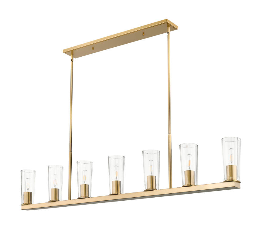 Z-Lite Titus 7-Light Modern Gold Steel Frame Clear Glass Shade Linear Chandelier