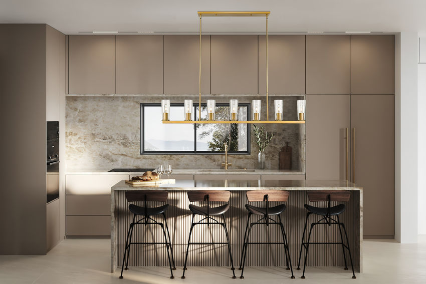 Z-Lite Titus 7-Light Modern Gold Steel Frame Clear Glass Shade Linear Chandelier