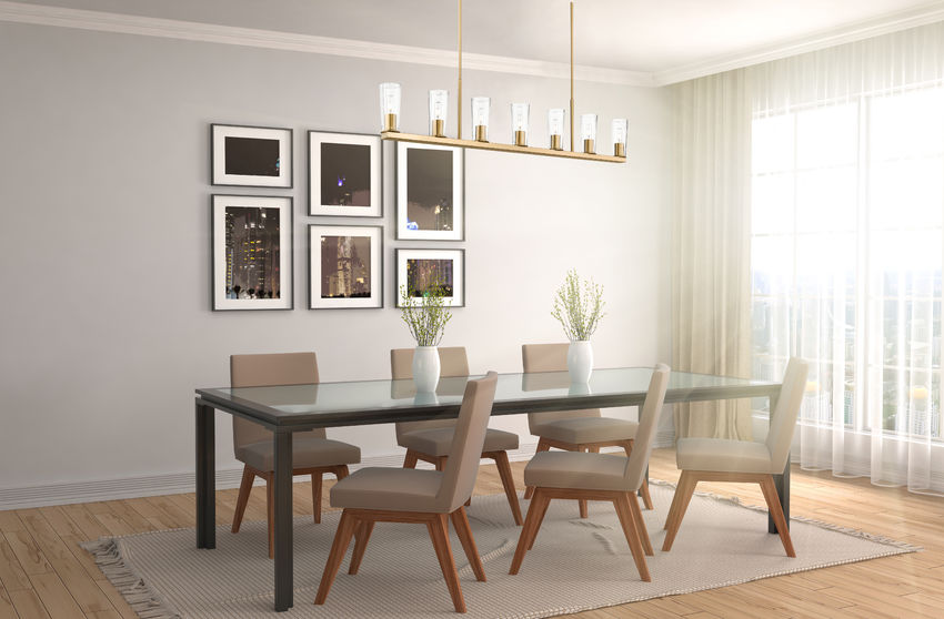 Z-Lite Titus 7-Light Modern Gold Steel Frame Clear Glass Shade Linear Chandelier