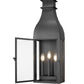 Z-Lite Toulouse 3-Light Candelabra Aluminum and Stainless Steel Sand Black Frame Clear Seedy Glass Shade Outdoor Wall Light