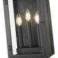 Z-Lite Toulouse 3-Light Candelabra Aluminum and Stainless Steel Sand Black Frame Clear Seedy Glass Shade Outdoor Wall Light