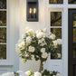 Z-Lite Toulouse 4-Light Candelabra Aluminum and Stainless Steel Sand Black Frame Clear Seedy Glass Shade Outdoor Wall Light