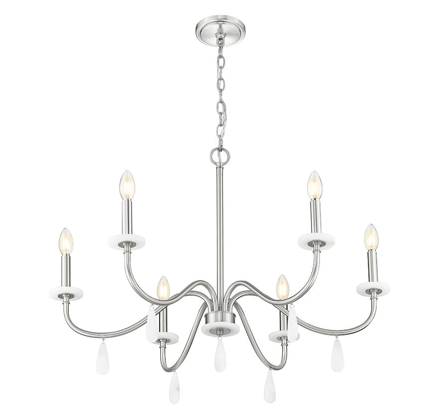 Z-Lite Toussant 32" 6-Light Brushed Nickel Steel Frame Chandelier