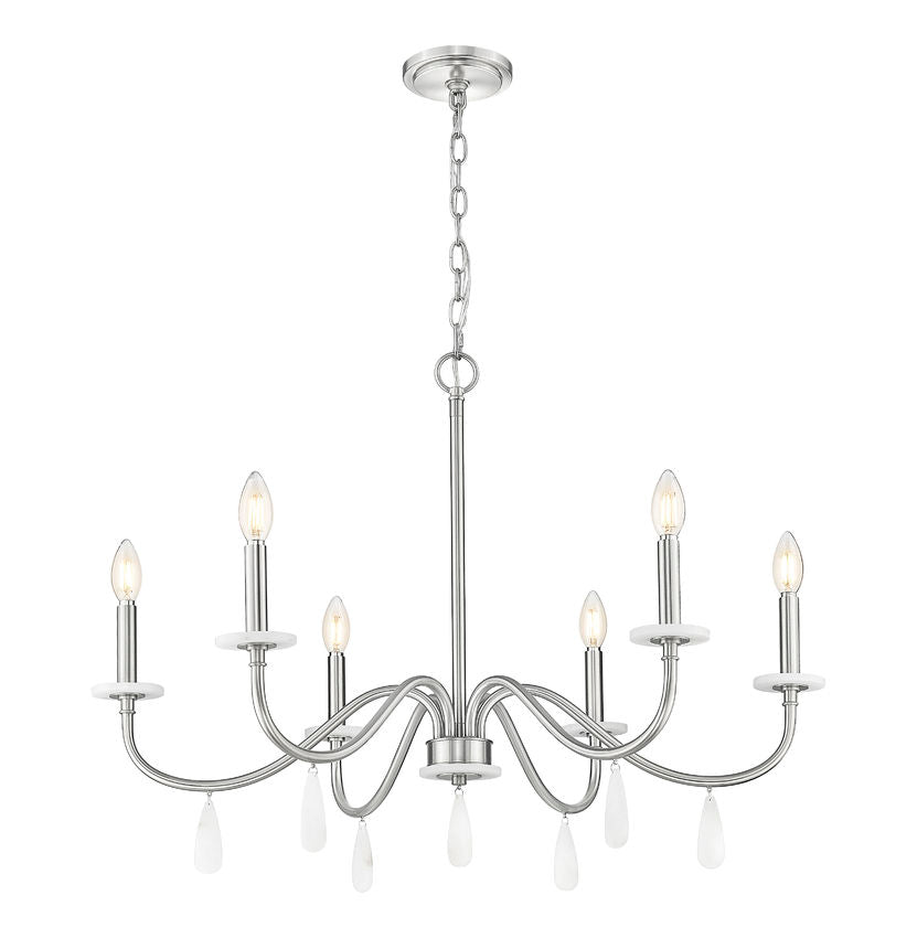 Z-Lite Toussant 32" 6-Light Brushed Nickel Steel Frame Chandelier