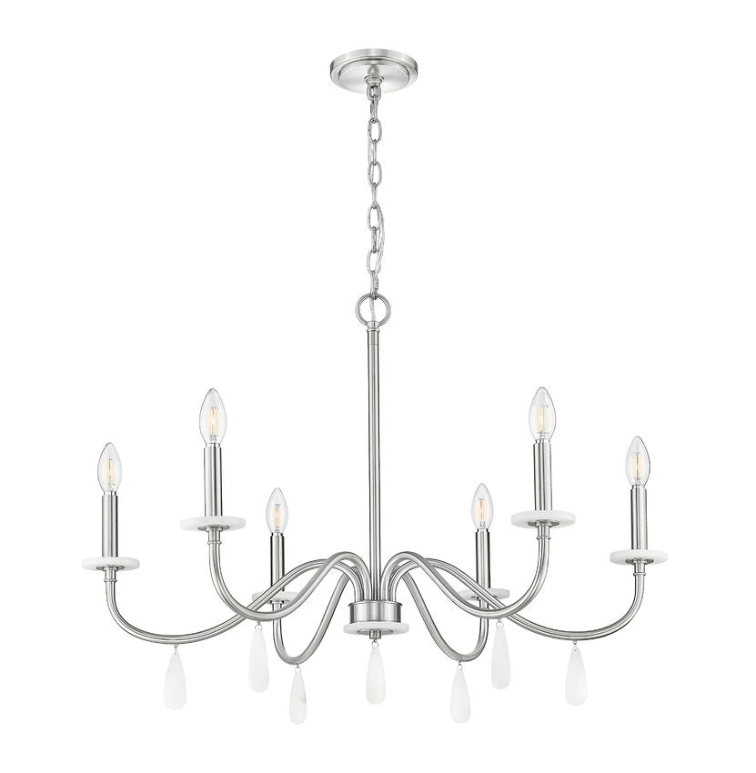 Z-Lite Toussant 32" 6-Light Brushed Nickel Steel Frame Chandelier