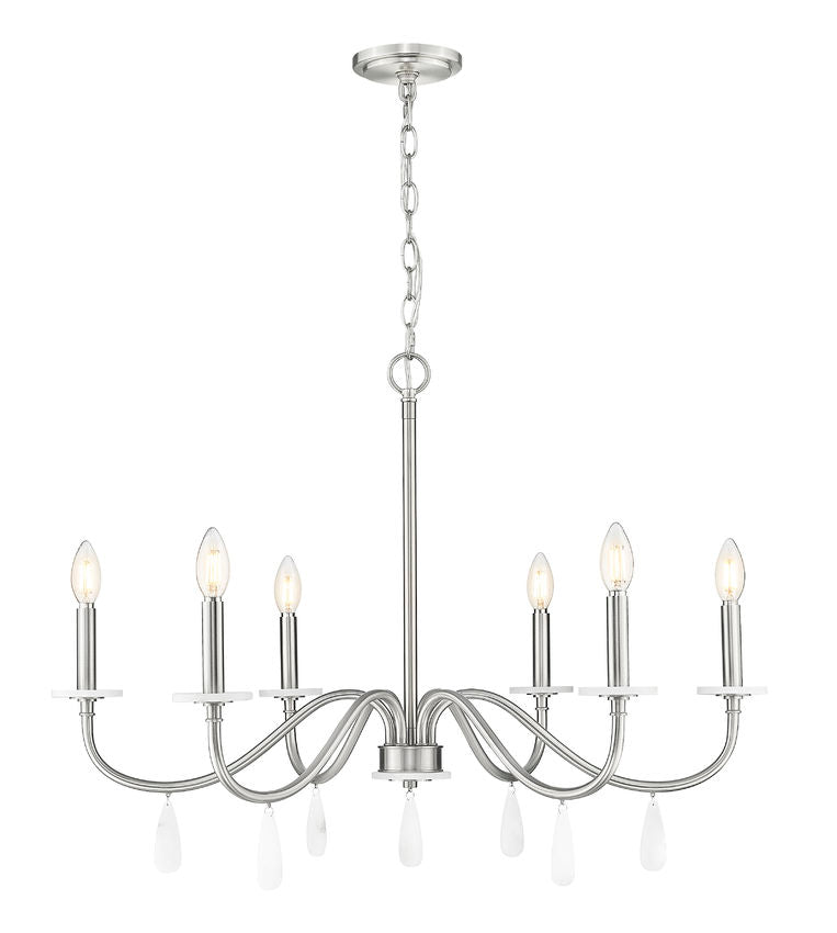 Z-Lite Toussant 32" 6-Light Brushed Nickel Steel Frame Chandelier