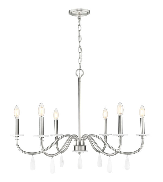 Z-Lite Toussant 32" 6-Light Brushed Nickel Steel Frame Chandelier