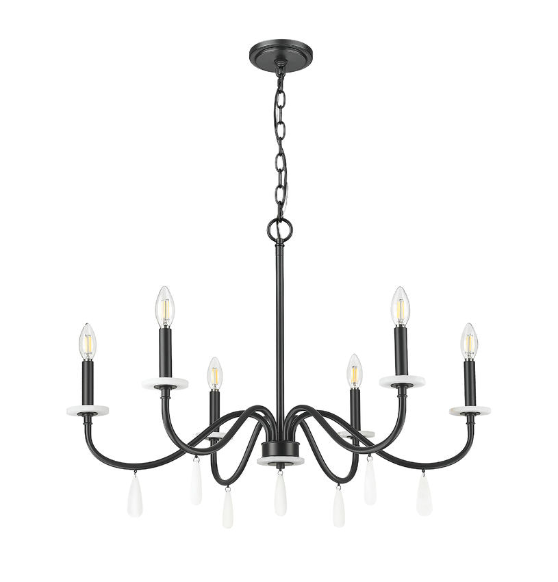 Z-Lite Toussant 32" 6-Light Matte Black Steel Frame Chandelier
