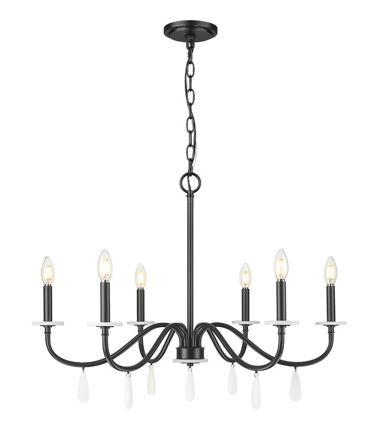 Z-Lite Toussant 32" 6-Light Matte Black Steel Frame Chandelier