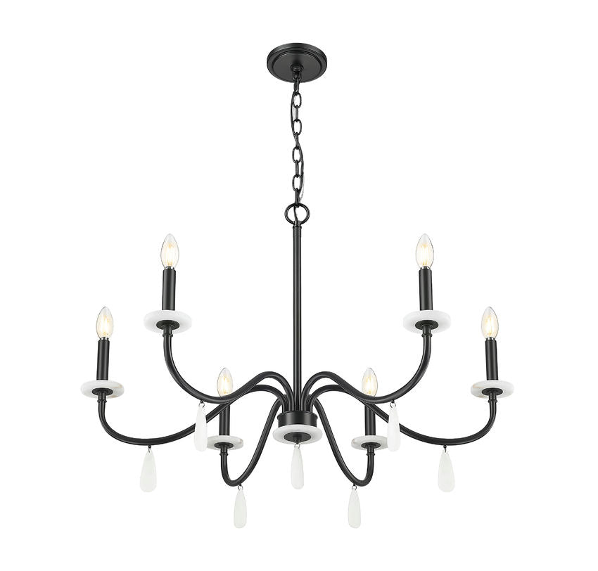 Z-Lite Toussant 32" 6-Light Matte Black Steel Frame Chandelier
