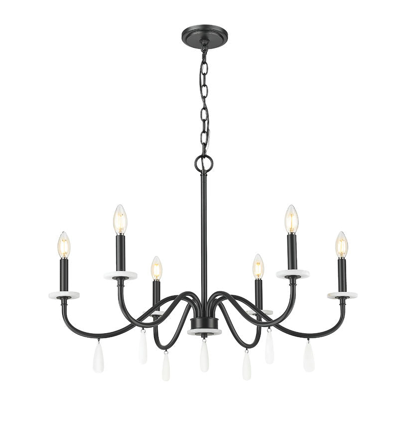 Z-Lite Toussant 32" 6-Light Matte Black Steel Frame Chandelier