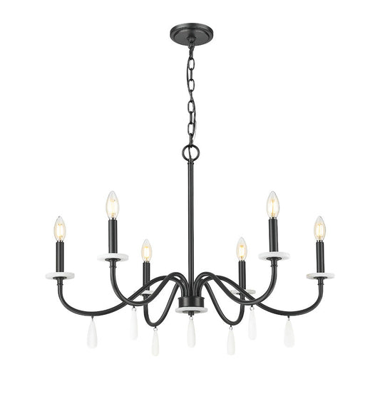 Z-Lite Toussant 32" 6-Light Matte Black Steel Frame Chandelier