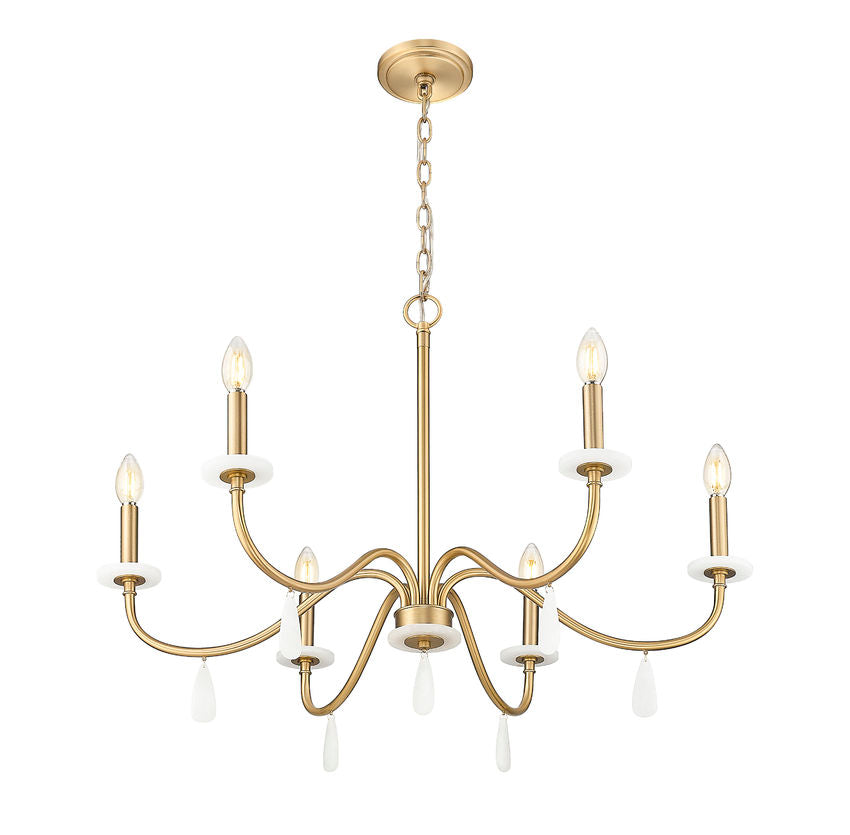 Z-Lite Toussant 32" 6-Light Mordern Gold Steel Frame Chandelier