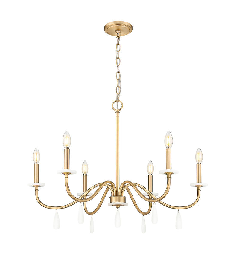 Z-Lite Toussant 32" 6-Light Mordern Gold Steel Frame Chandelier