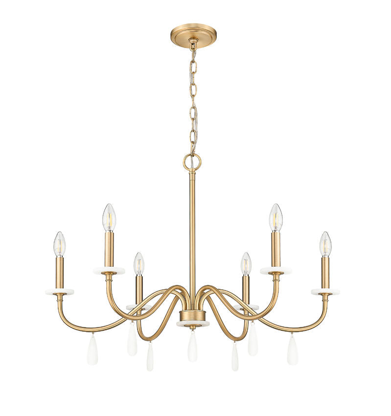 Z-Lite Toussant 32" 6-Light Mordern Gold Steel Frame Chandelier