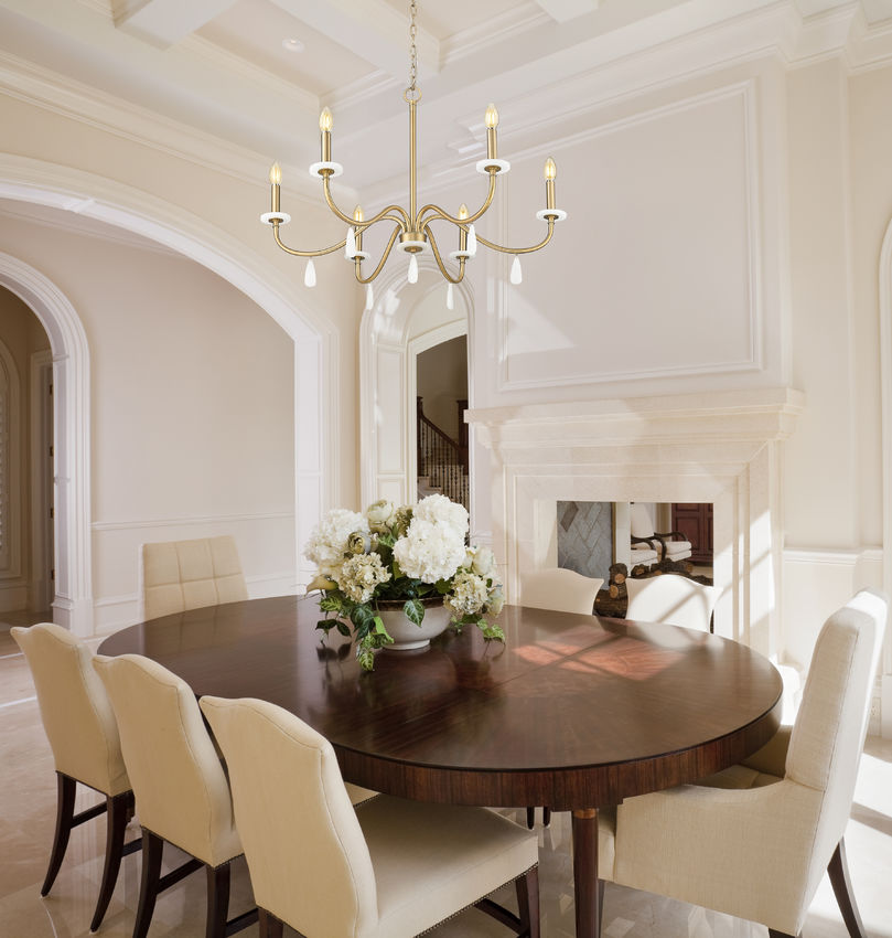 Z-Lite Toussant 32" 6-Light Mordern Gold Steel Frame Chandelier