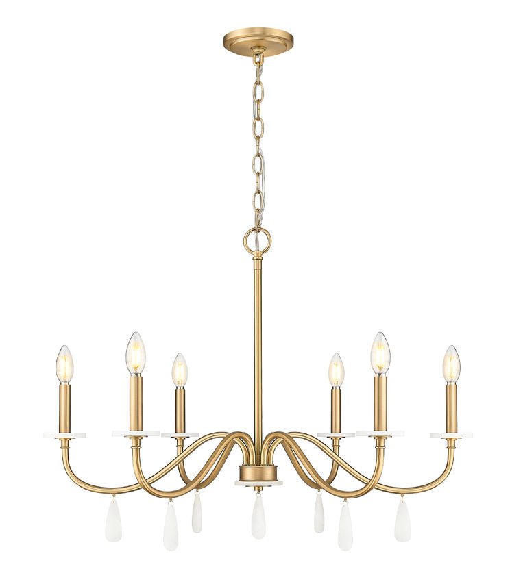 Z-Lite Toussant 32" 6-Light Mordern Gold Steel Frame Chandelier