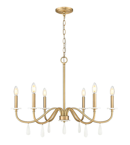 Z-Lite Toussant 32" 6-Light Mordern Gold Steel Frame Chandelier