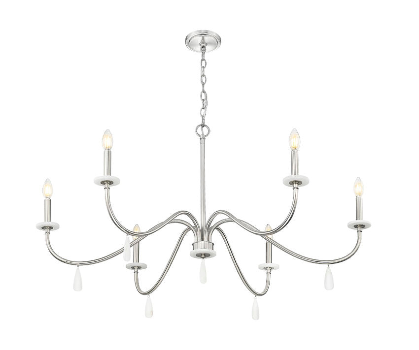 Z-Lite Toussant 45" 6-Light Brushed Nickel Steel Frame Chandelier