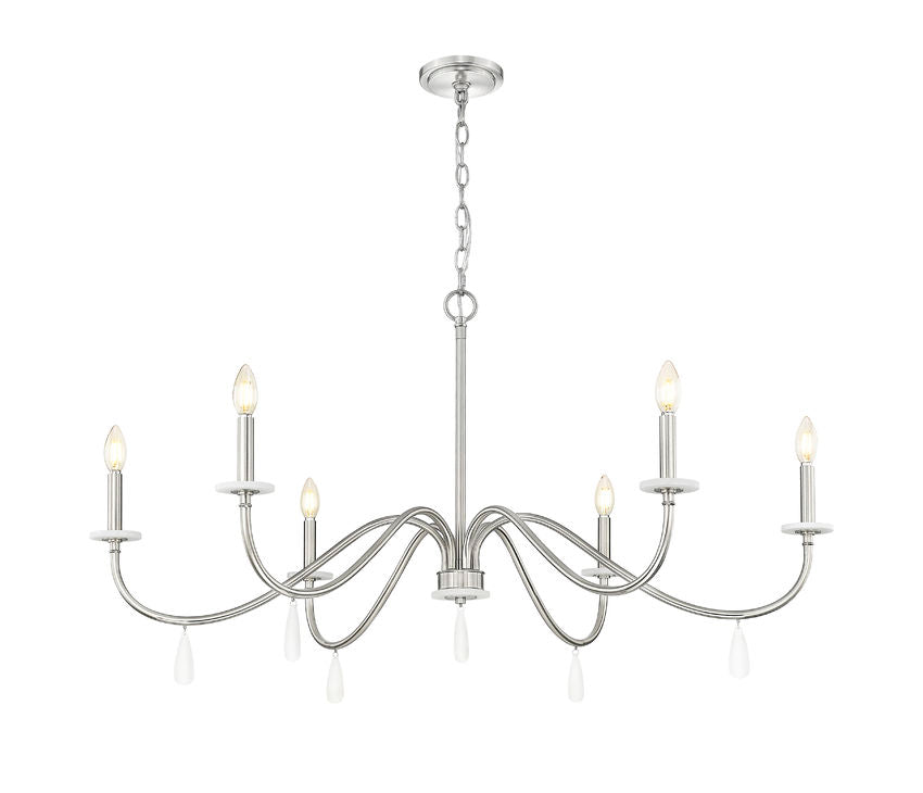 Z-Lite Toussant 45" 6-Light Brushed Nickel Steel Frame Chandelier