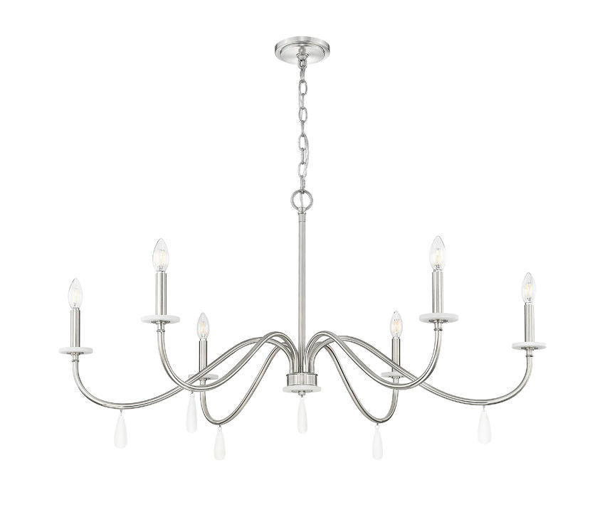 Z-Lite Toussant 45" 6-Light Brushed Nickel Steel Frame Chandelier