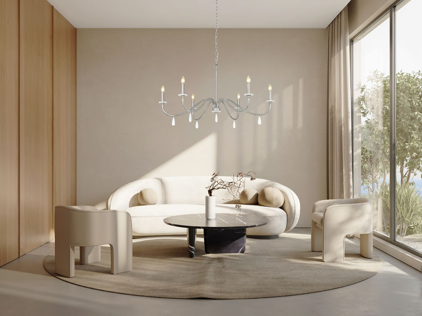 Z-Lite Toussant 45" 6-Light Brushed Nickel Steel Frame Chandelier
