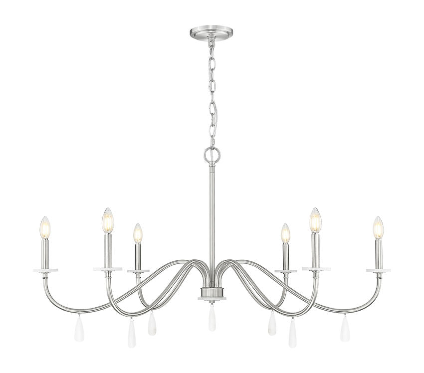 Z-Lite Toussant 45" 6-Light Brushed Nickel Steel Frame Chandelier