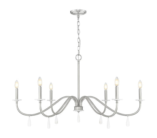 Z-Lite Toussant 45" 6-Light Brushed Nickel Steel Frame Chandelier